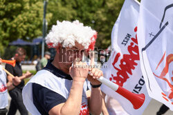 Protest hutników w Warszawie