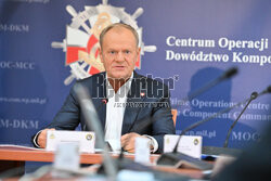 Donald Tusk na odprawie z kierownictwem Marynarki Wojennej w Gdyni