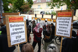 Demonstracja propalestyńska przed ambasadą Izraela w Warszawie