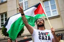 Demonstracja propalestyńska przed ambasadą Izraela w Warszawie