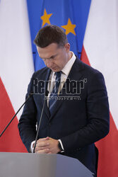 Konferencja ministrów: Domańskiego, Żurka i Siemoniaka