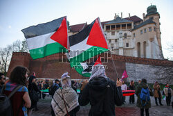 Demonstracja "Solidarnie z palestyńskimi więźniami" w Krakowie