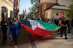 Demonstracja "Solidarnie z palestyńskimi więźniami" w Krakowie