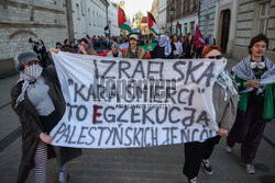 Demonstracja "Solidarnie z palestyńskimi więźniami" w Krakowie