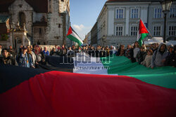 Demonstracja "Solidarnie z palestyńskimi więźniami" w Krakowie