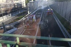 Pożar autobusu na Saskiej Kępie