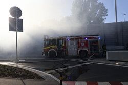 Pożar autobusu na Saskiej Kępie
