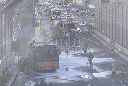 Pożar autobusu na Saskiej Kępie