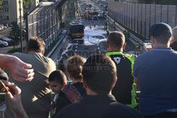 Pożar autobusu na Saskiej Kępie