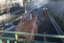 Pożar autobusu na Saskiej Kępie